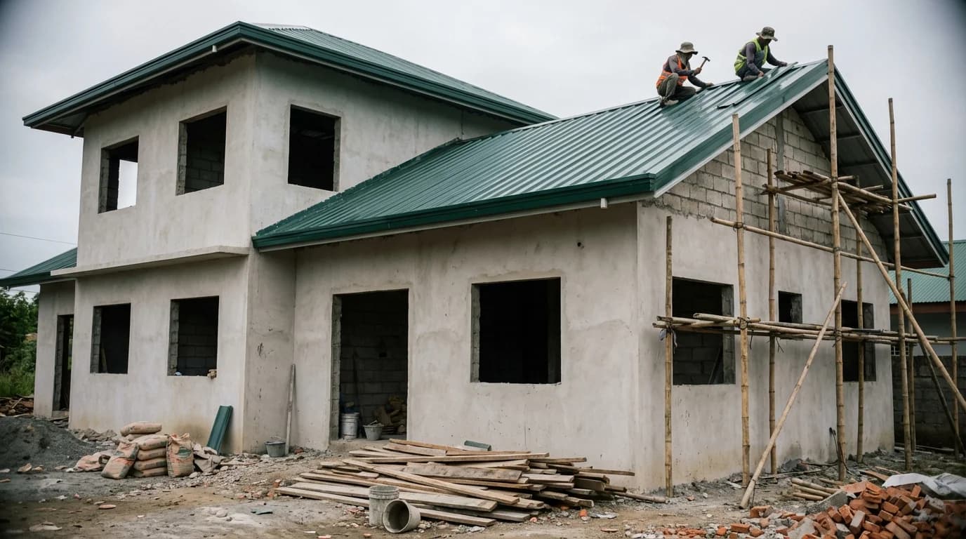 Structural phase of villa construction on Siargao