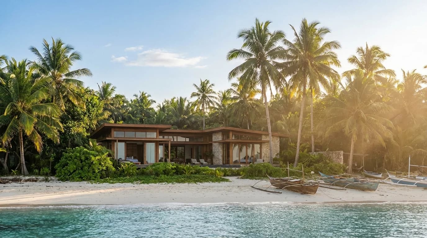 Beachfront lot in Malinao Siargao with coconut palms