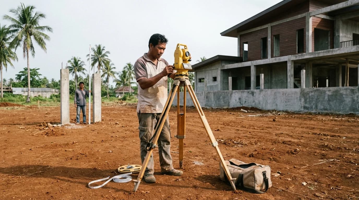 Land surveying on a Siargao property lot