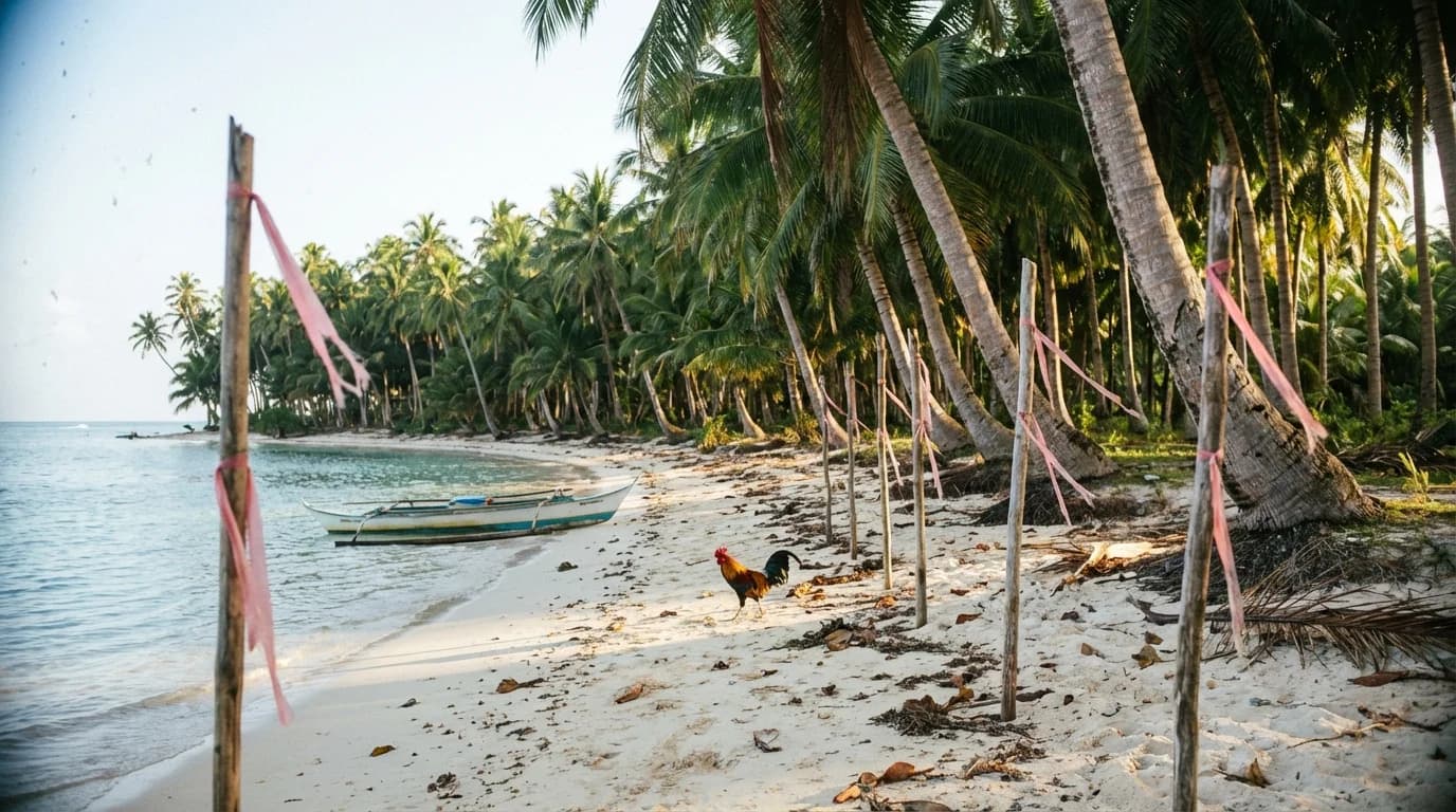 Beachfront lot in Malinao Siargao with coconut palms and white sand