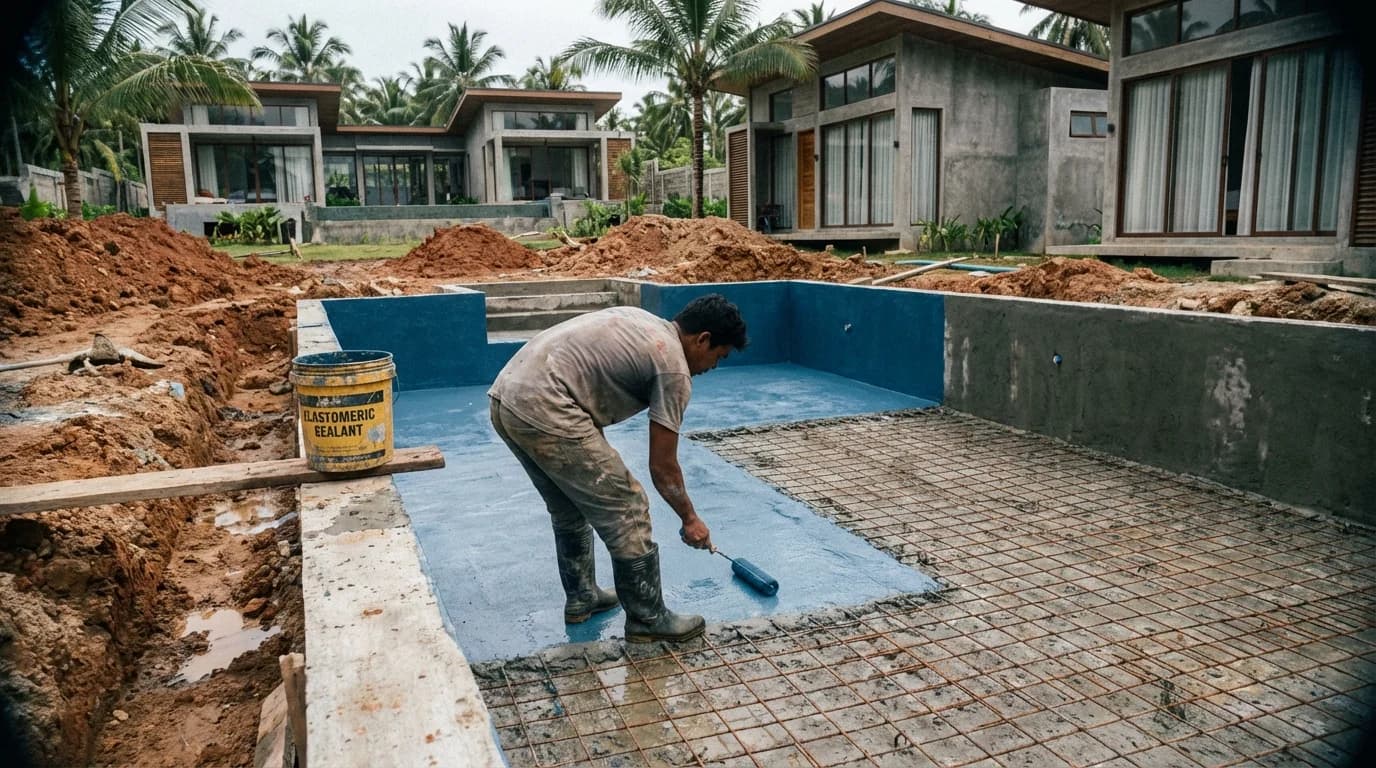 Swimming pool under construction on Siargao