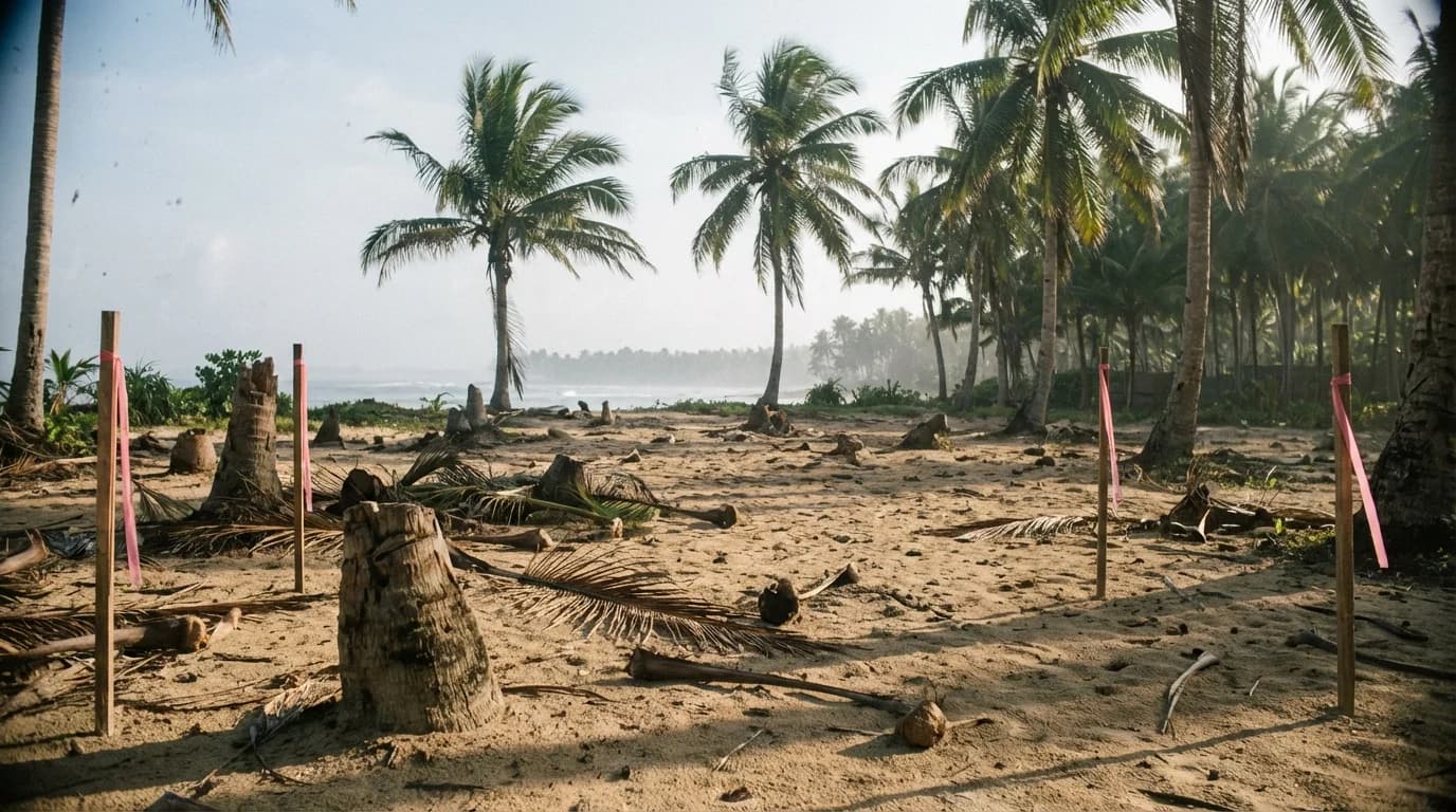 Beachfront lot in Malinao, Siargao with coconut palms