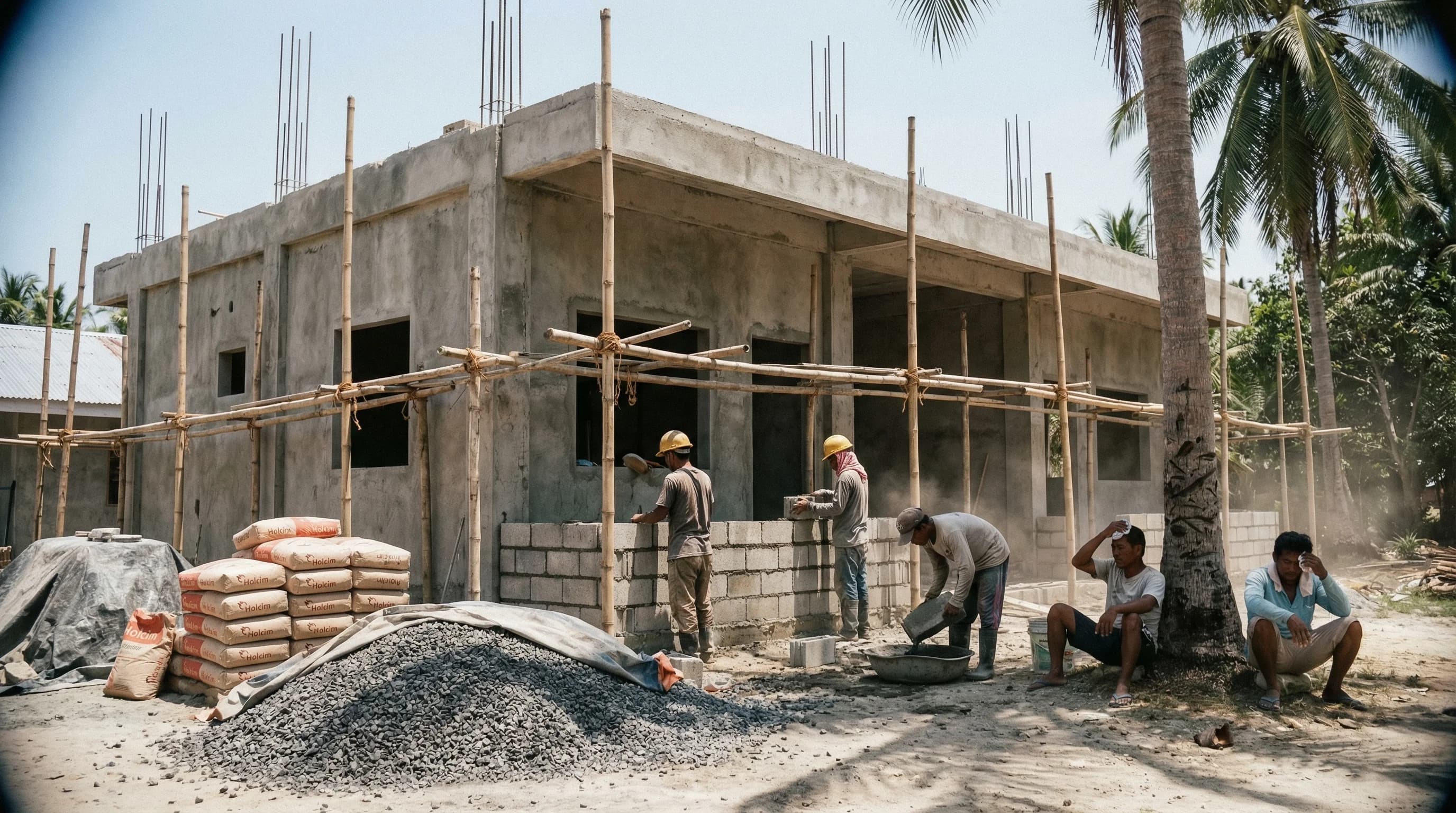 Modern villa under construction on Siargao island